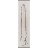 A silver hallmarked fob chain,T-Bar to the top with clasp, each link with Lion passant mark. 16"