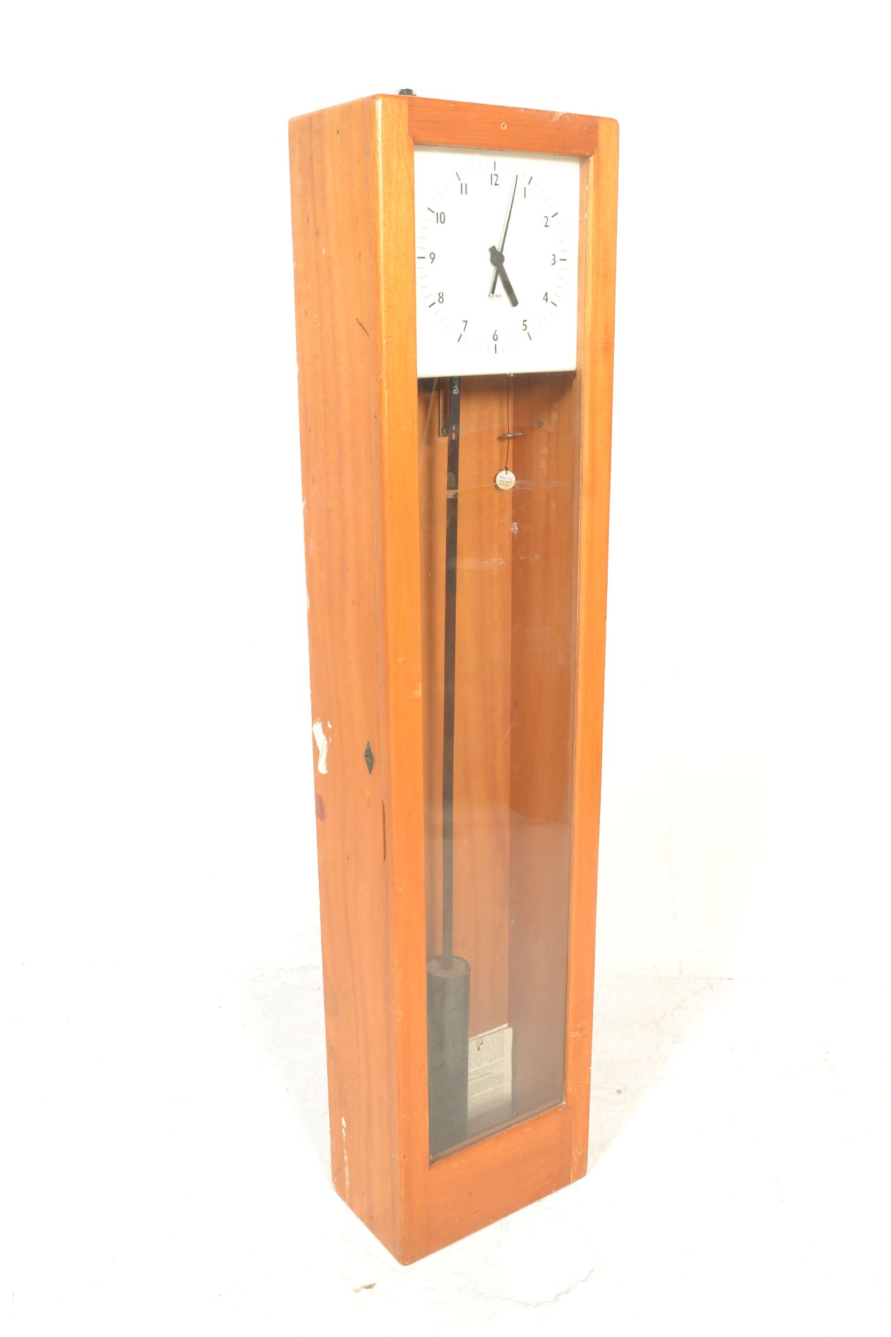 A vintage factory 'pul-syn-thetic' slave clock impulse pendulum wall clock of rectangular form