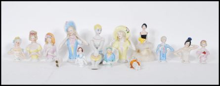 A selection of ceramic female form pin cushion tops / half dolls dating from the 19th Century,