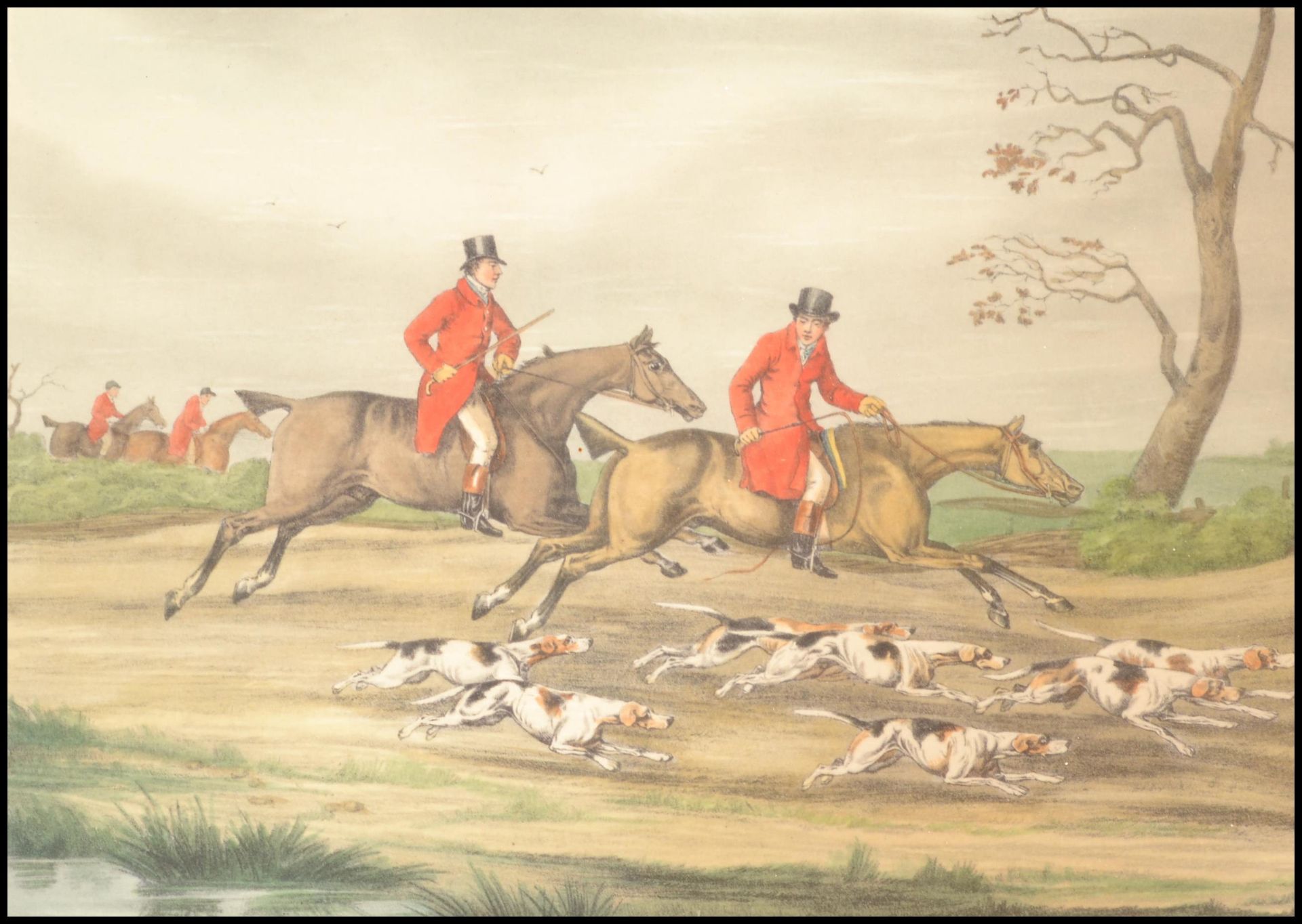 2 19th century Victorian framed Hunting prints after H Alken to include Breaking Cover and Full Cry. - Image 3 of 5