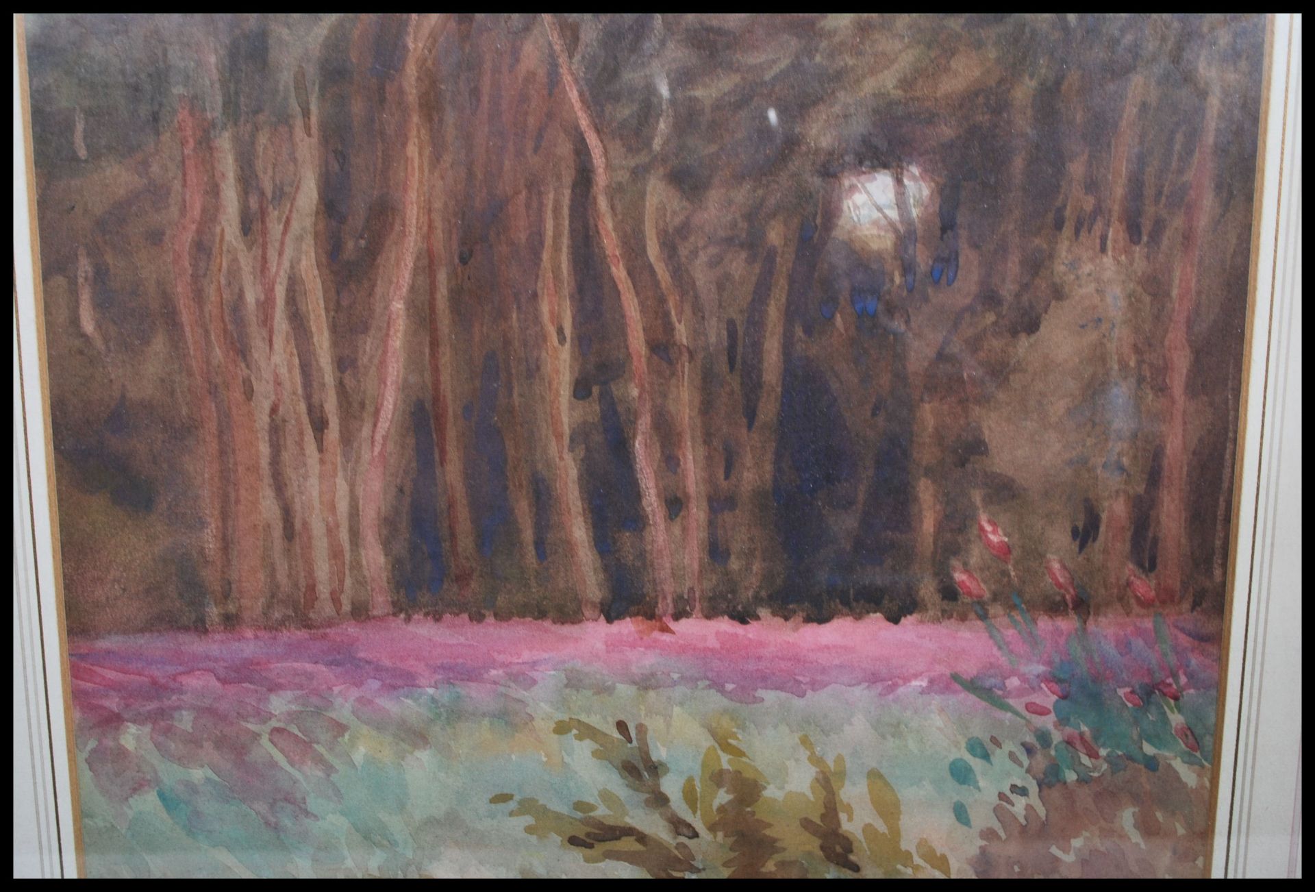 A late 19th century Victorian watercolour painting of a woodland scene with foxgloves, attributed to - Image 3 of 5