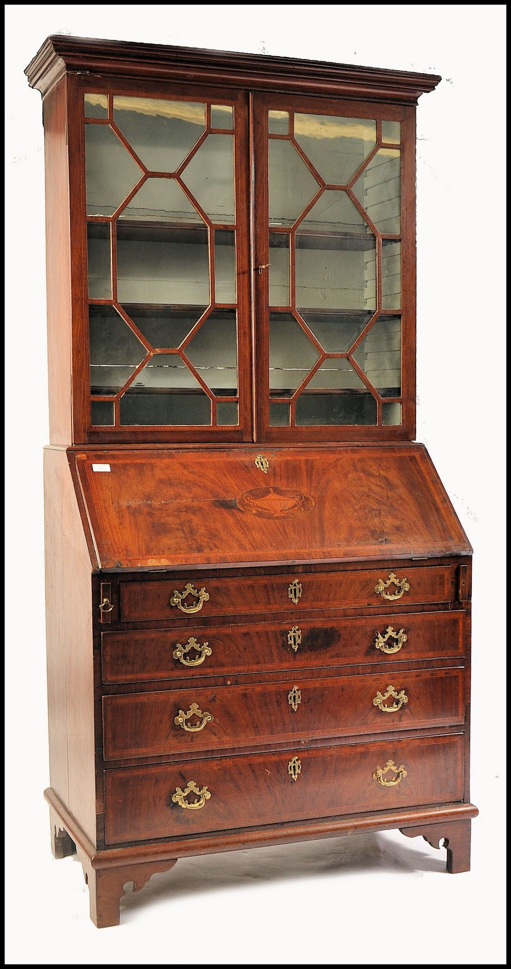 A GEORGE III 18TH CENTURY MAHOGANY INLAID BUREAU B