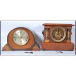 Two early to mid 20th Century mantel clocks to include an Art Deco style clock raised on stepped