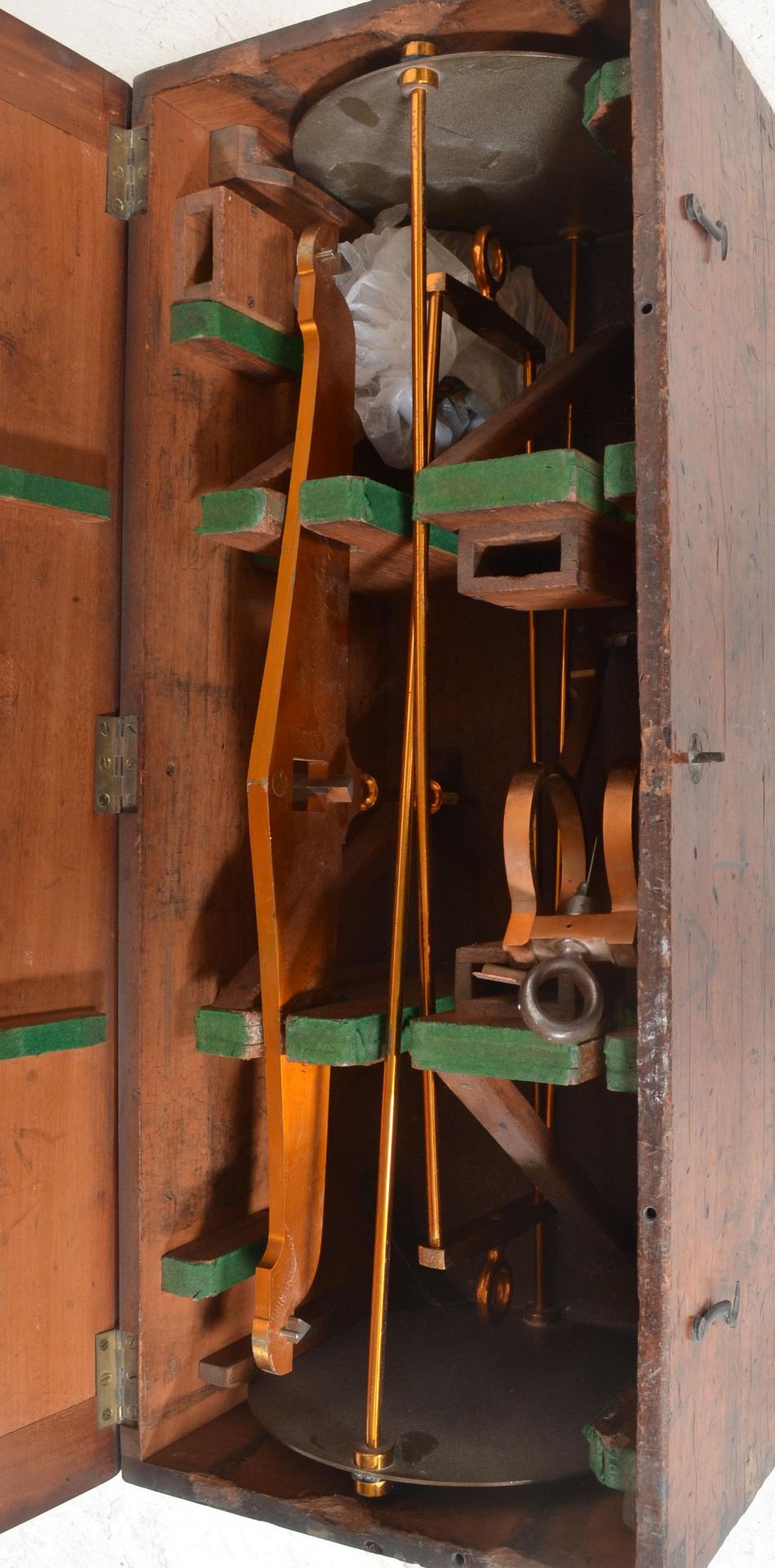 A set of 19th Century Victorian cased Avery hanging brass balance scales to weigh 56lbs, cased - Image 3 of 11