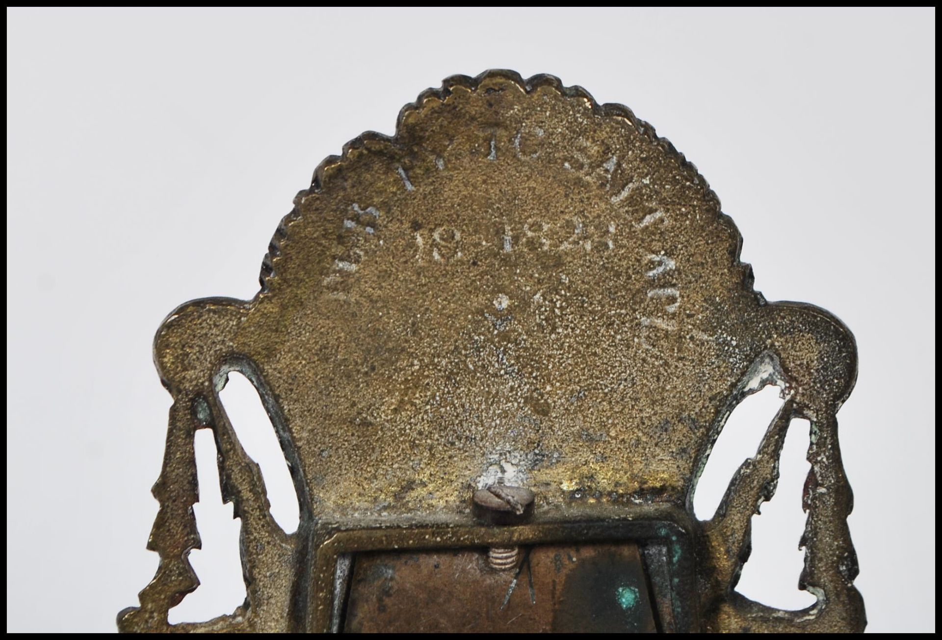A early 19th Century Georgian brass desk thermomet - Image 3 of 6