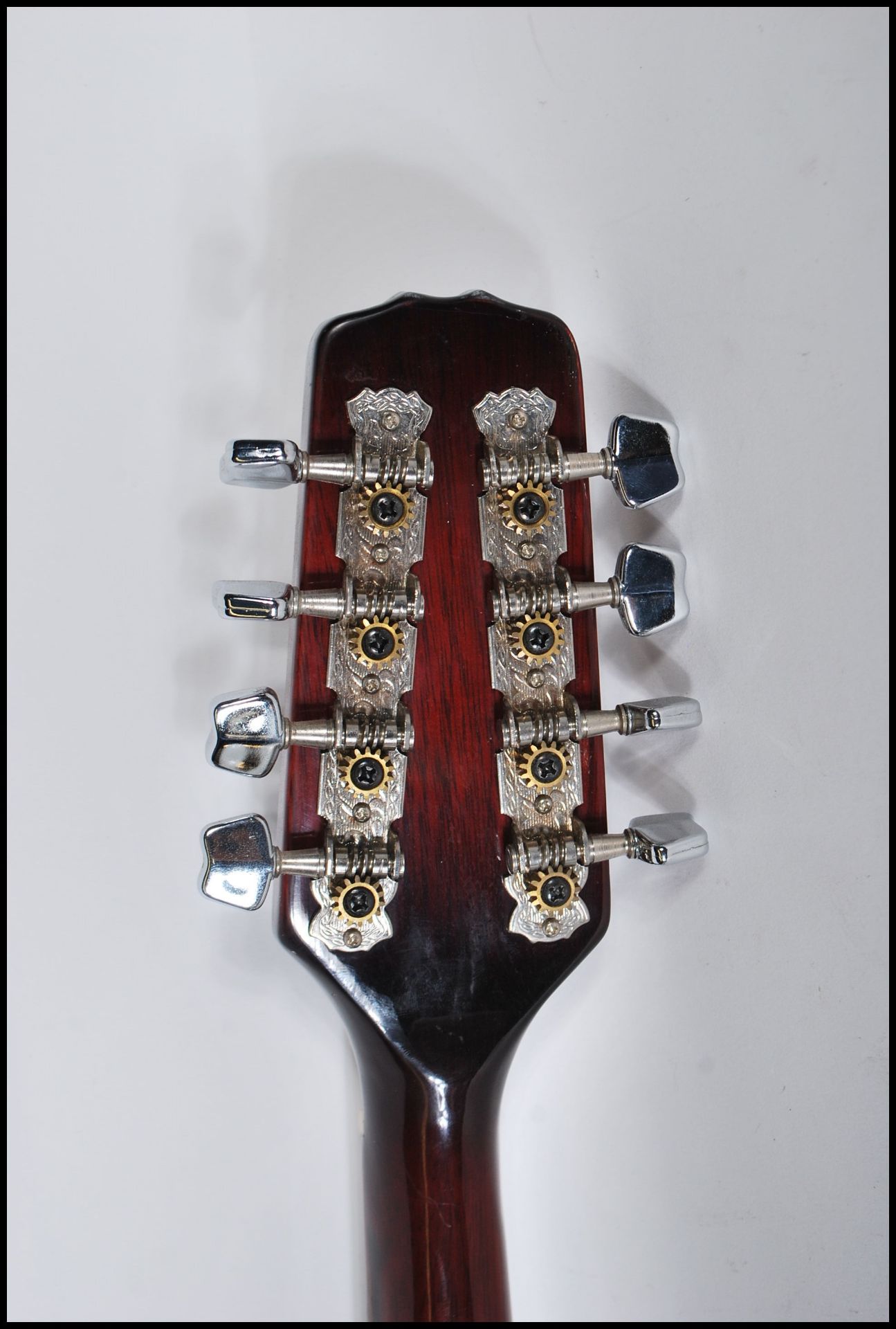 An electric eight string mandolin by Sonata having a shaped dark red body and white borders, with - Bild 6 aus 8