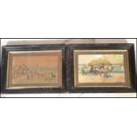 A pair of 19th Century watercolour on paper paintings depicting country villages, one depicting