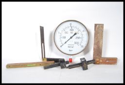 A vintage early 20th Century brass pressure gauge
