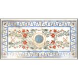 A large and impressive Masonic interest marble panel of rectangular form blue swag and straight