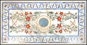 A large and impressive Masonic interest marble panel of rectangular form blue swag and straight