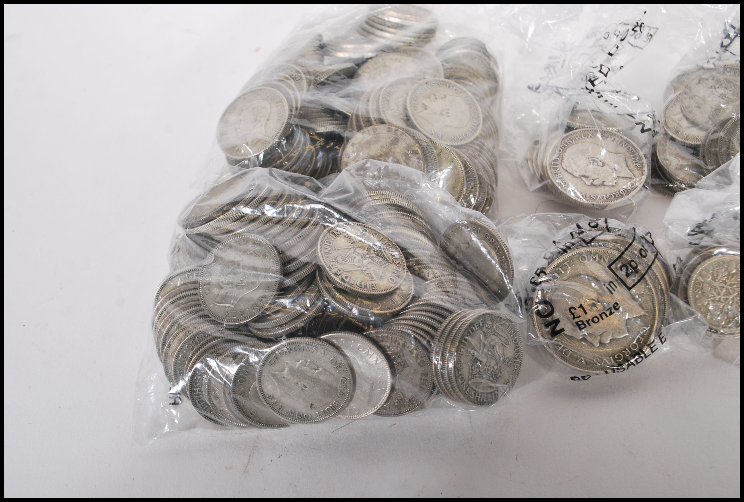 A collection of early 20th Century 1921-1946 half silver coins to include, shillings, half crowns, - Image 2 of 10