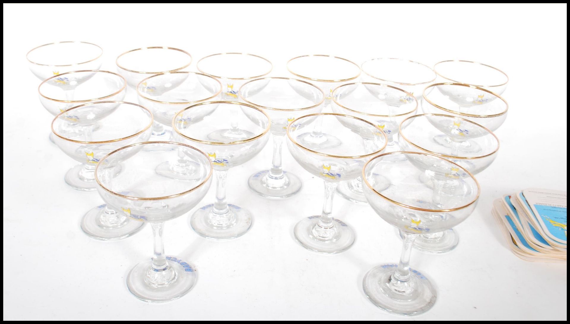 A collection of 17 Babycham glasses having gilt ri - Image 3 of 5