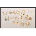 A collection of vintage gold stud earrings to incl