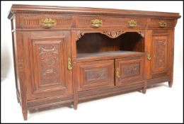 A late Victorian 19th century Maple & Co large mahogany sideboard / credenza / dresser. Of large