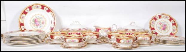 A Royal Albert bone China part dinner service in the Lady Hamilton pattern, comprising soup bowls,