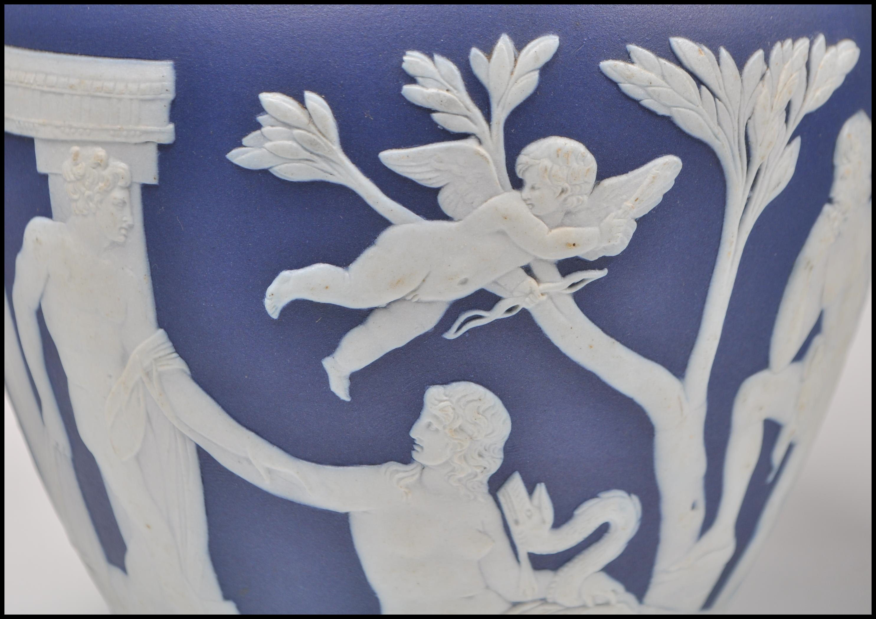 VICTORIAN WEDGWOOD PORTLAND JASPERWARE VASES - Image 5 of 13