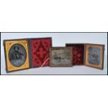 A group of three 19th Century Victorian Daguerreotype portrait photographs, one depicting a