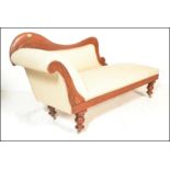 A  late Victorian 19th century mahogany framed chaise longue with exposed moulded show frame,