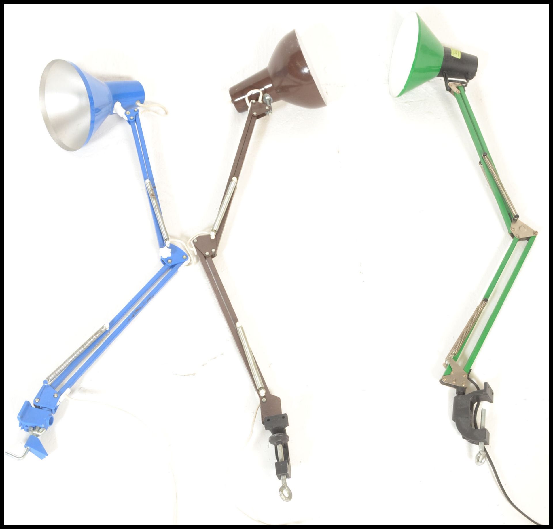A group of three vintage retro 20th Century industrial table desk anglepoise type lamps to include a - Bild 5 aus 6