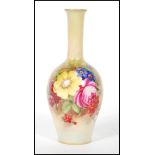 A mid 20th Century J Freeman for Royal Worcester stem vase, being hand painted with floral sprays