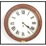A 19th century Victorian mahogany station clock of circular form having a fusee brass movement.