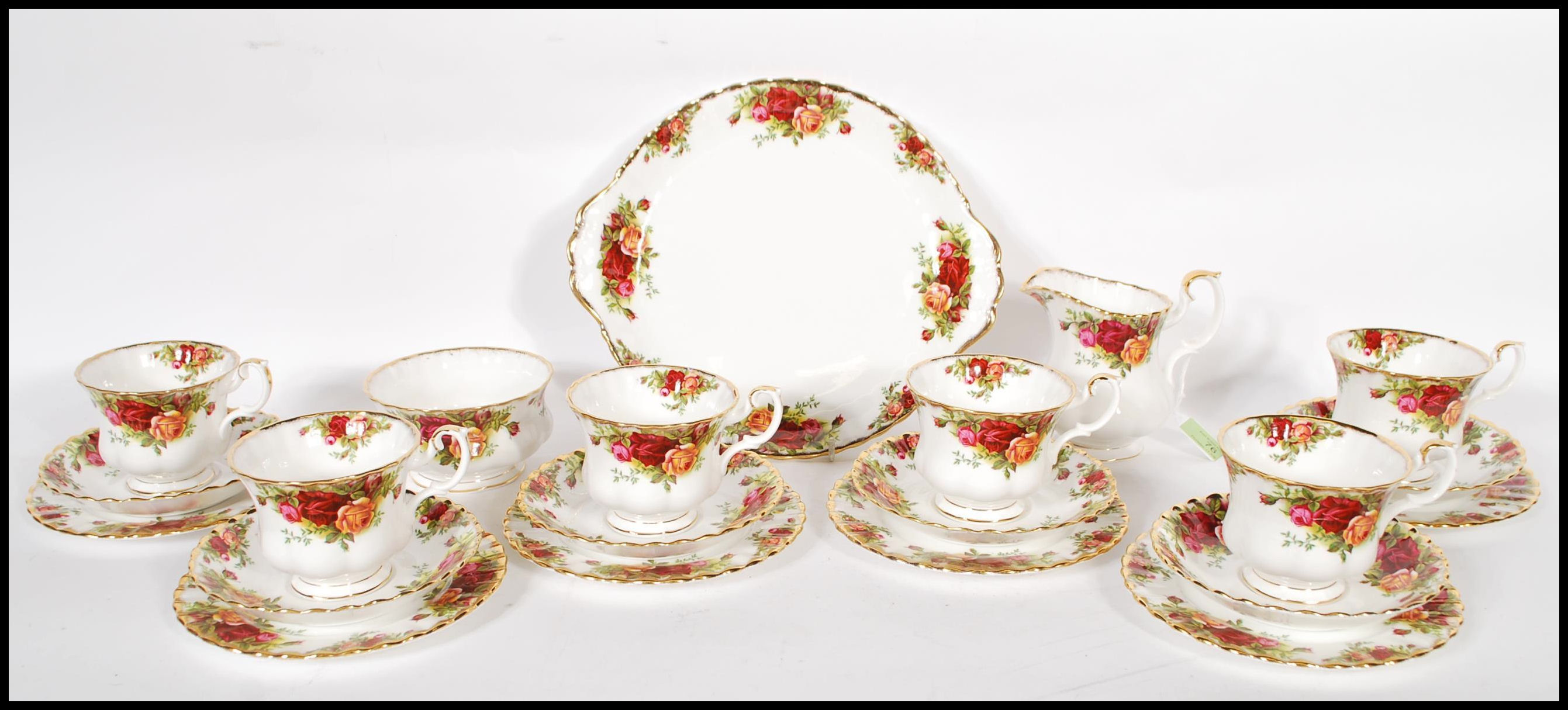 A 20th Century Old Country Roses First tea service consisting of six cups saucers and side plates, - Image 2 of 7