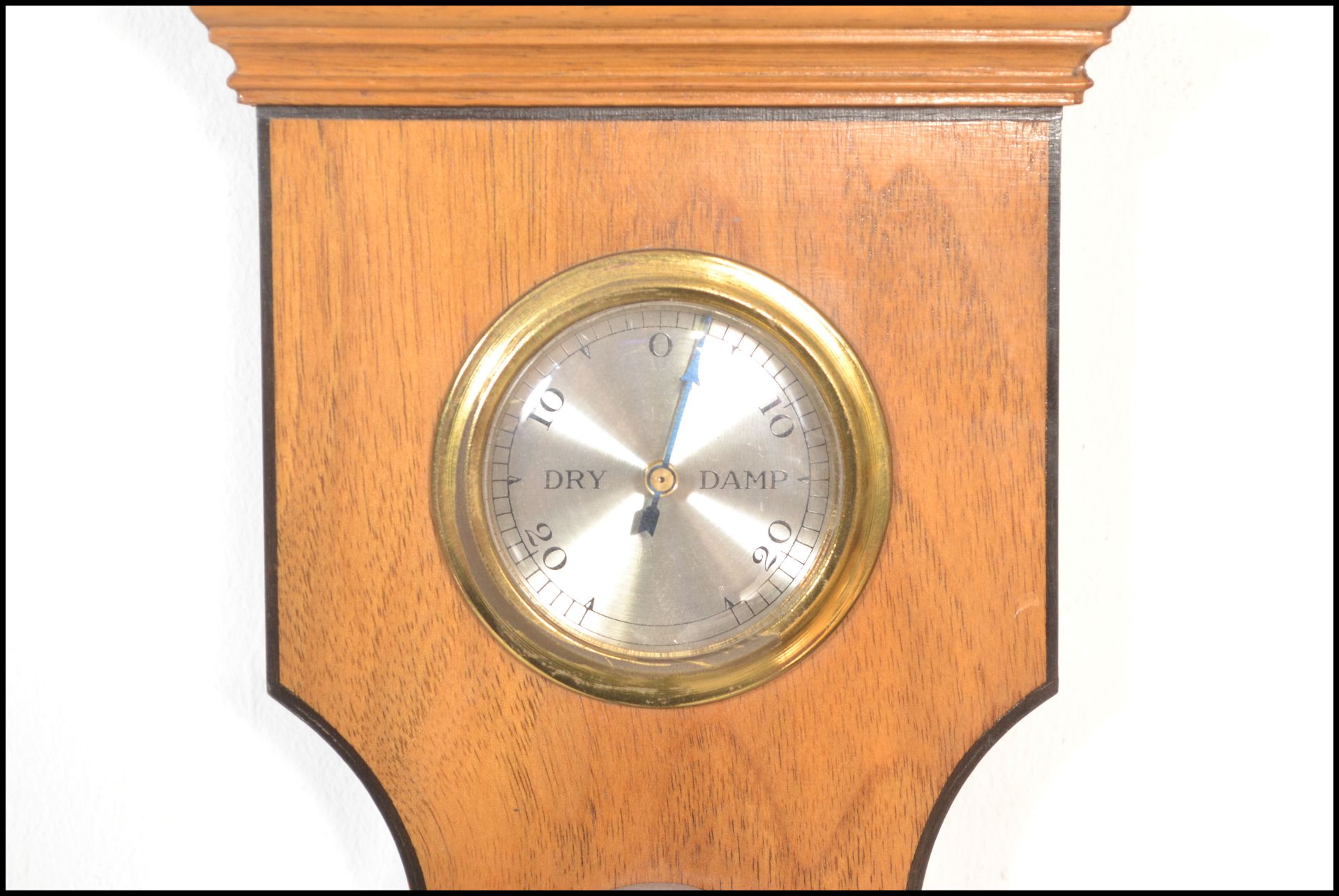 A 20th Century Georgian antique revival satin wood wooden cased wall barometer by Comitti of - Image 4 of 5