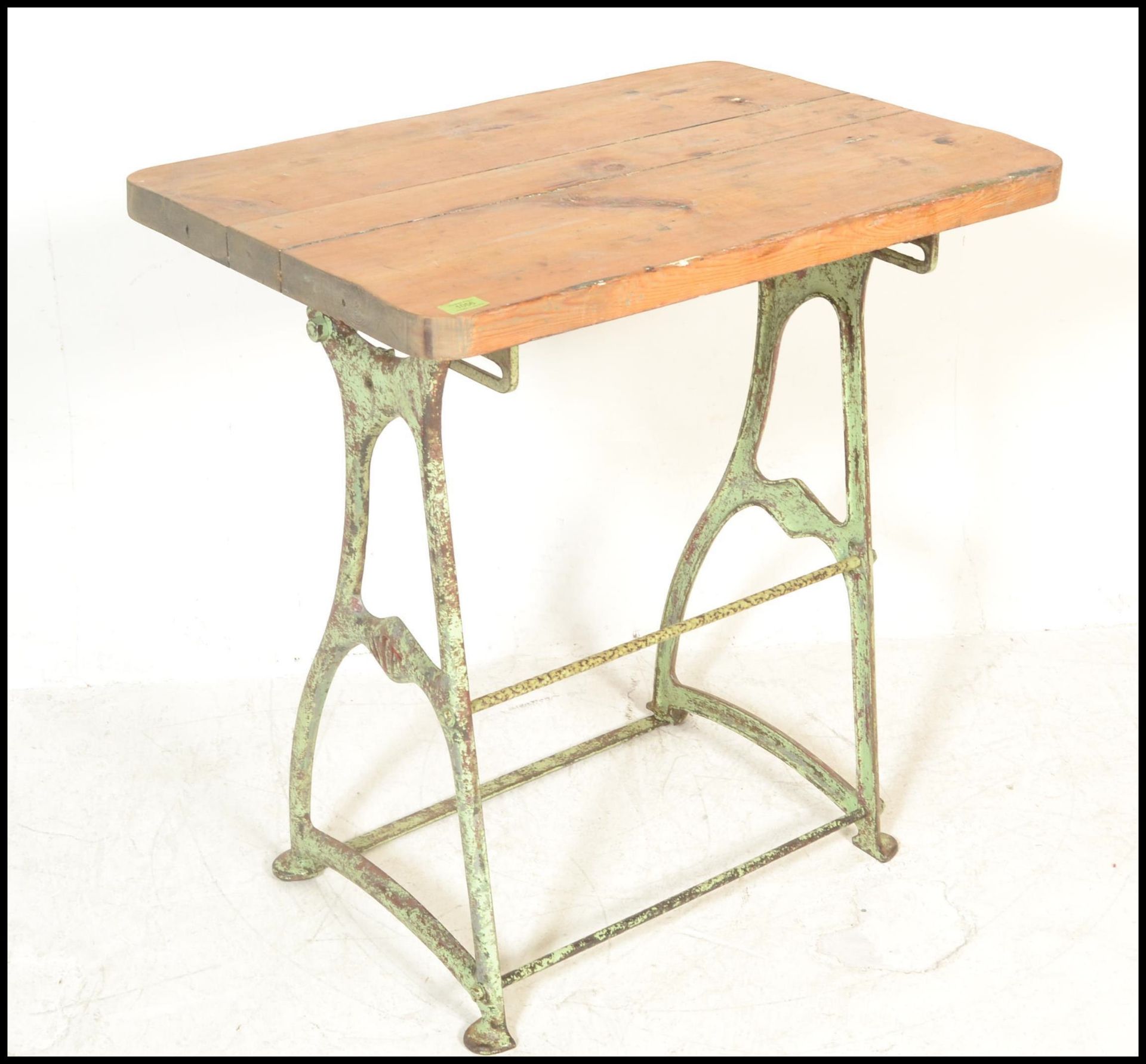 A late 19th Century upcycled cast metal work base, converted to a garden table,the base being - Bild 3 aus 7