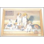 Don Johnson ( 20th century ) An oil on board study - painting diorama of a hound group being