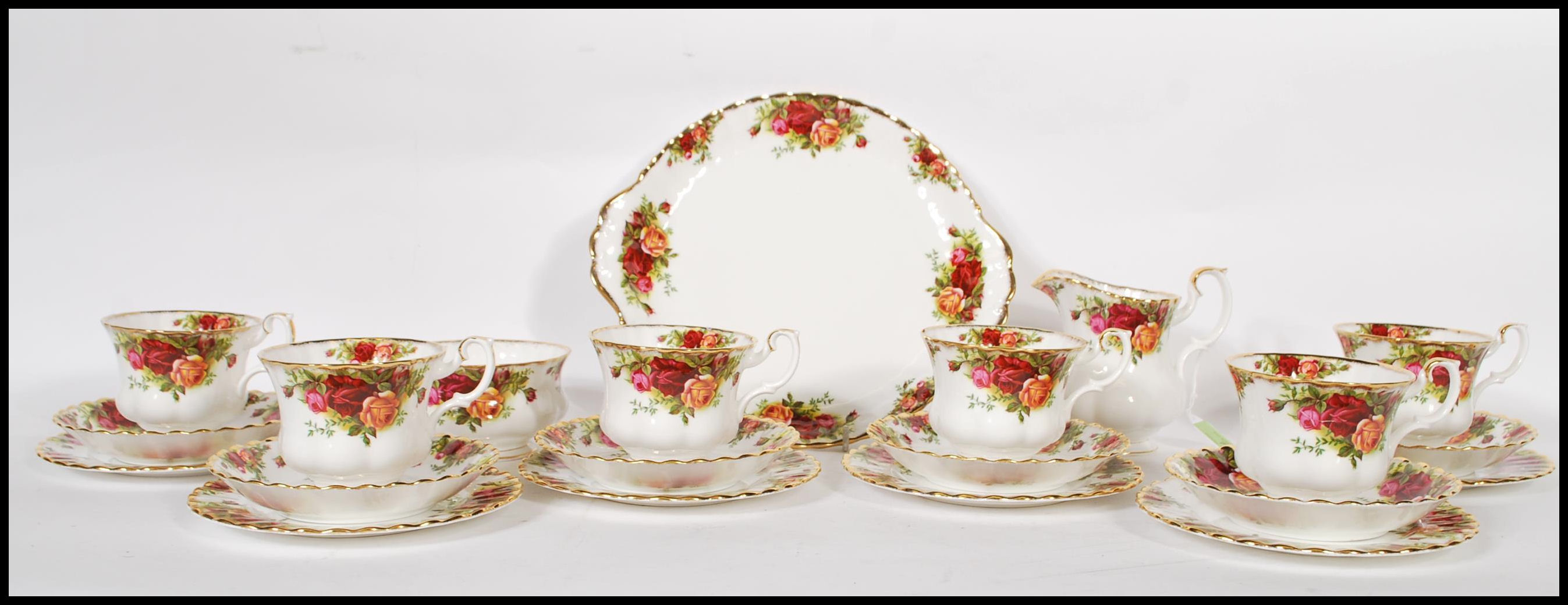 A 20th Century Old Country Roses First tea service consisting of six cups saucers and side plates,