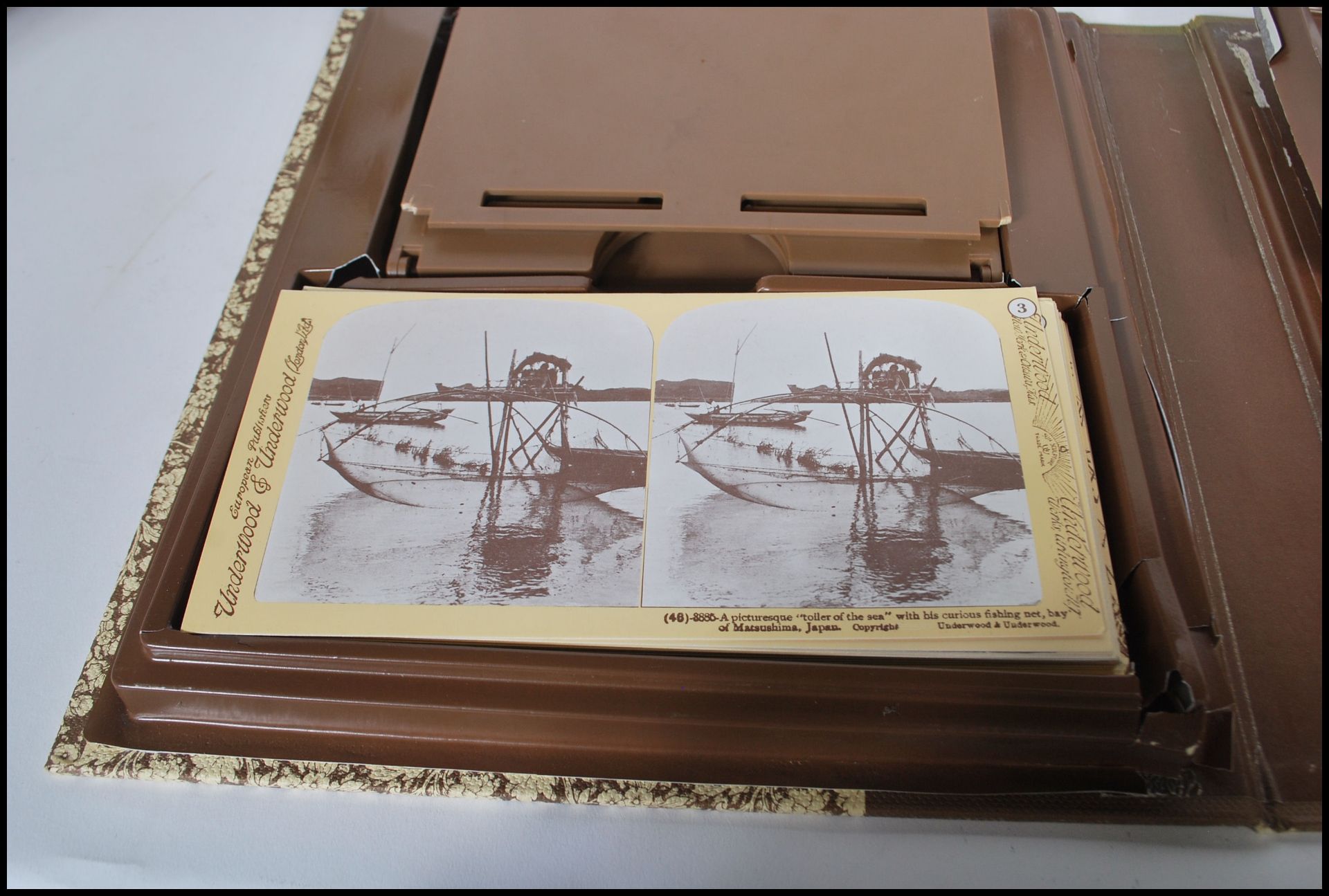 A late 19th Century Victorian rosewood 3D Stereoscope viewer together with a collection of slides - Image 8 of 10