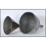 A 19th Century Georgian pewter wine funnel marked