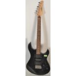 A Yamaha ERG 121 six string electric guitar, finished in black measuring  99cm long