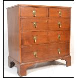 A good 18th / early 19th century oak bachelors chest of drawers . Raised on tall bracket legs the