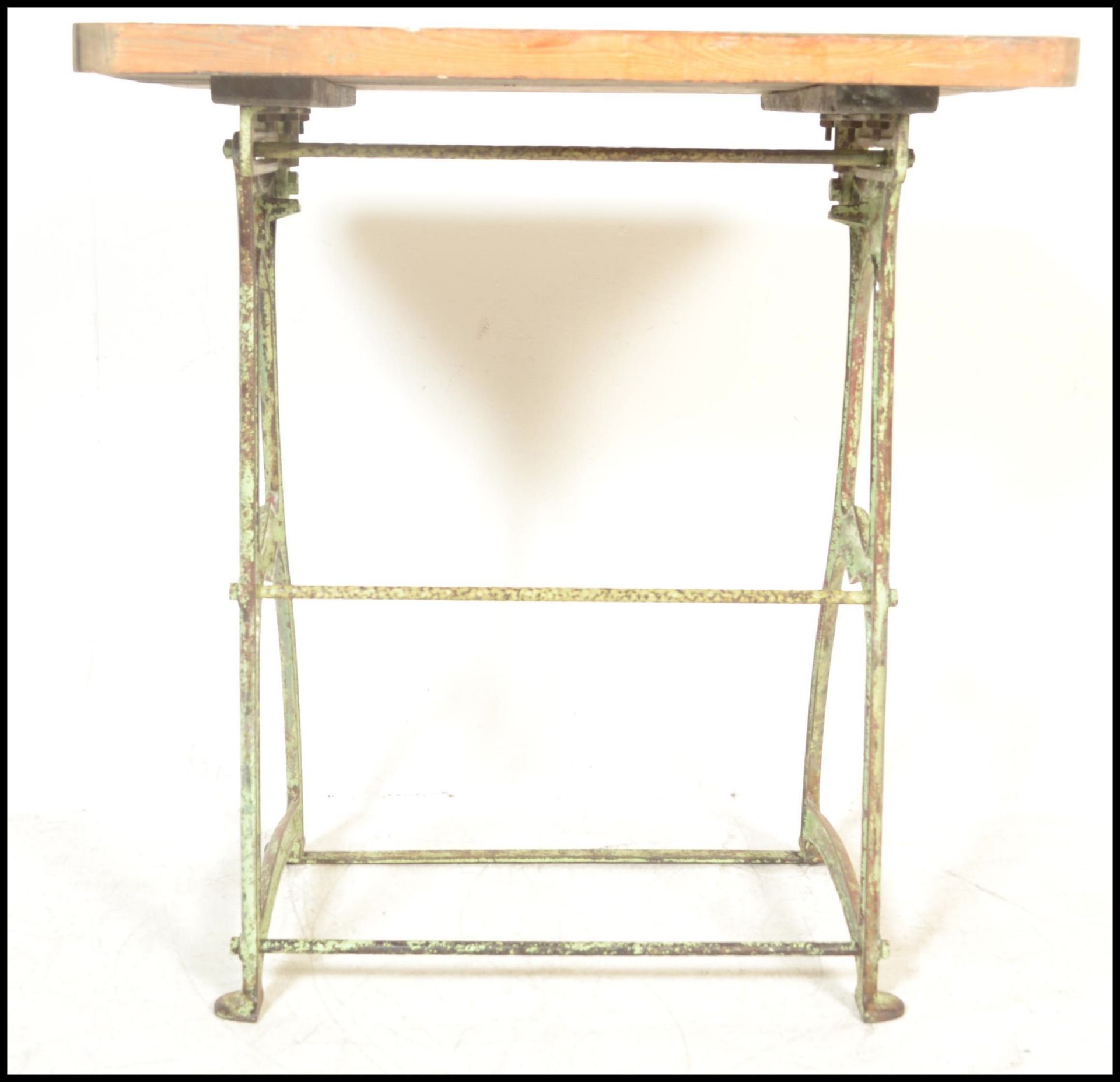 A late 19th Century upcycled cast metal work base, converted to a garden table,the base being - Bild 4 aus 7