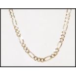 A stamped 9ct gold figaro necklace chain having a lobster clasp. Stamped 10k. Measures 22 inches.