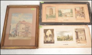 A pair of 19th century watercolour triptych paintings to include views of Bristol from Bedminster