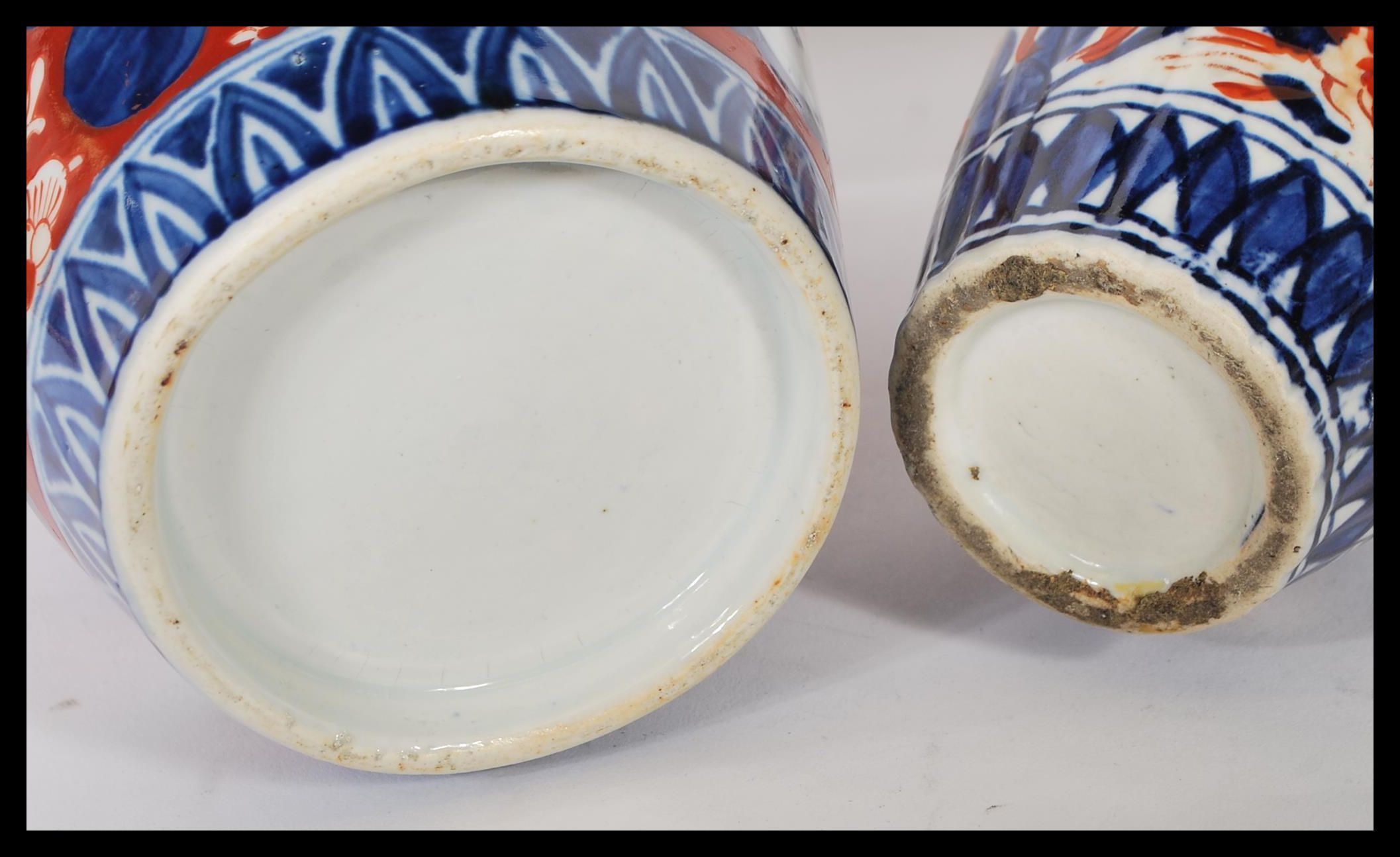 Two 18th / 19th Century Japanese Imari vases to include one of baluster form, both having hand - Image 6 of 6