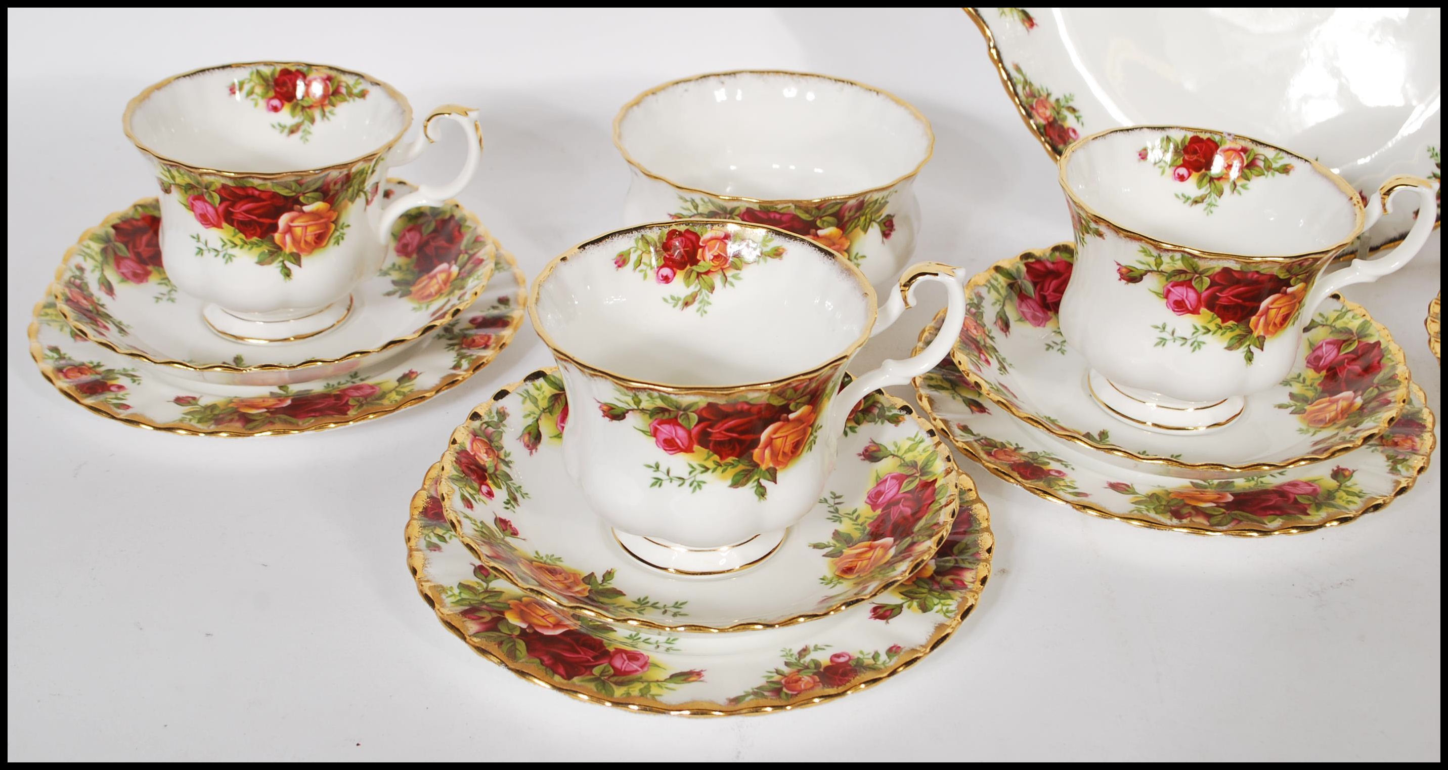 A 20th Century Old Country Roses First tea service consisting of six cups saucers and side plates, - Image 3 of 7