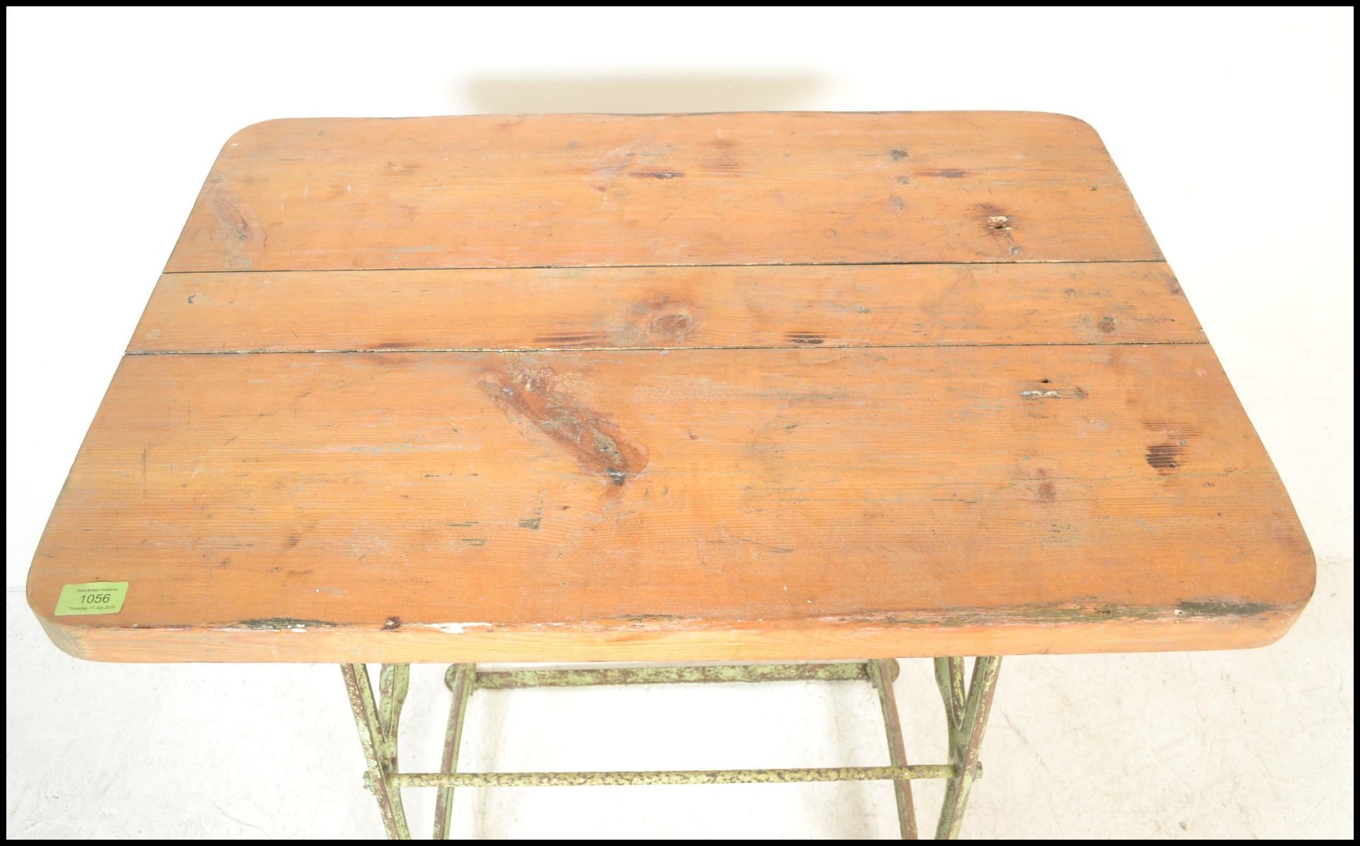 A late 19th Century upcycled cast metal work base, converted to a garden table,the base being - Bild 5 aus 7