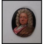 A 19th Century hand enamelled portrait miniature on metal of oval form depicting a Georgian