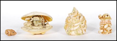 A collection of 20th Century Asian ornaments to include a Harmony Kingdom netsuke style box with a