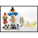 A mixed lot of 20th Century ceramic and other items to include two Murano clowns and a Murano
