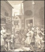 After William Hogarth - "Times of Day", a plate engraving entitled "Noon" from a series originally