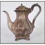 A William IV silver hallmarked teapot by Edward, Edward junior, John & William Barnard gadrooned