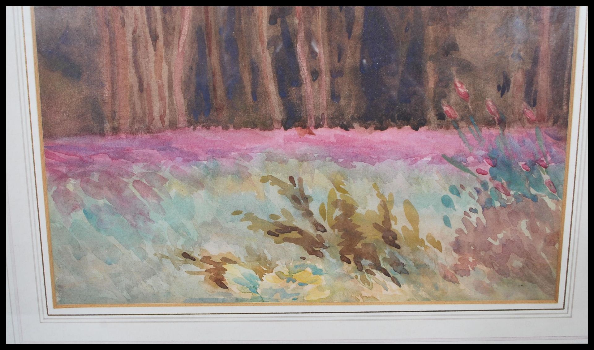 A late 19th century Victorian watercolour painting of a woodland scene with foxgloves, attributed to - Image 4 of 5