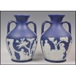 VICTORIAN WEDGWOOD PORTLAND JASPERWARE VASES