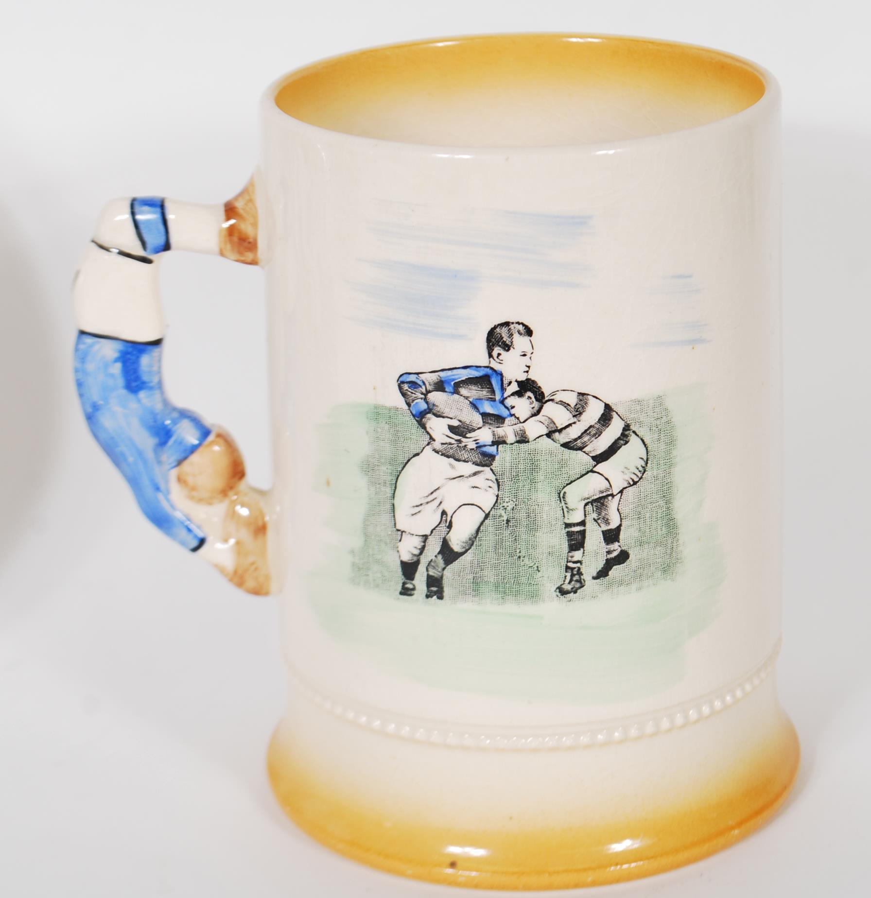A mid 20th Century Arthur Wood Royal Bardwell ceramic tankard depicting Rugby players with the - Image 6 of 9
