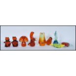 A good collection of 20th century studio art glass Whitefriars glass figurines to include a pair