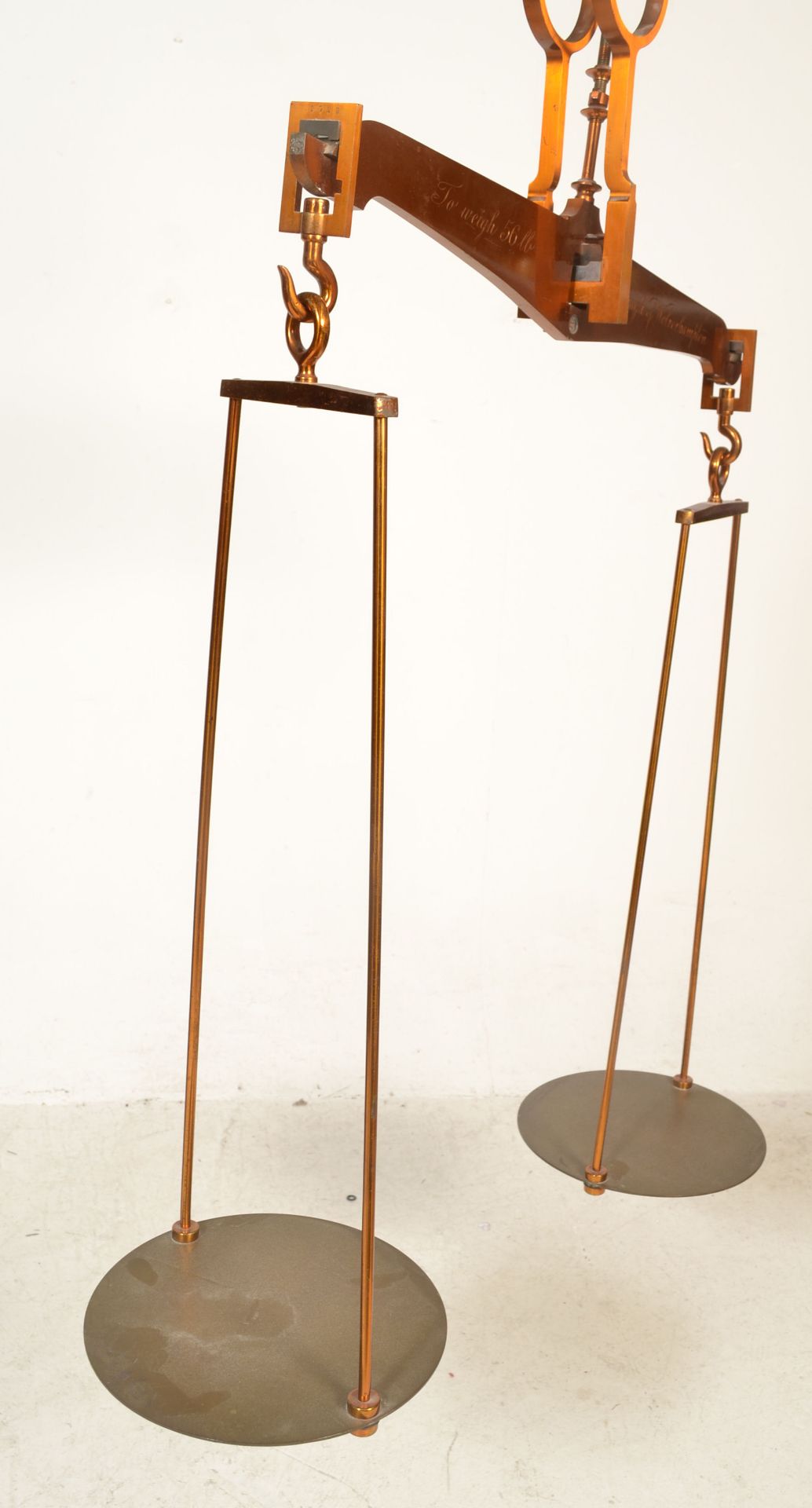A set of 19th Century Victorian cased Avery hanging brass balance scales to weigh 56lbs, cased - Image 11 of 11